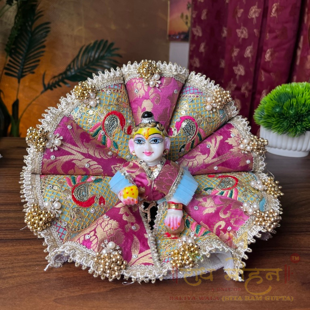 Premium Embriordry Purple & Green Colour Coupy Ladoo Gopal Dress