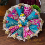 Premium Embriordry Teal & Pink Colour Coupy Ladoo Gopal Dress