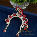 Pure Red & White In Golden Tone Ad Chandrika Or Tiara