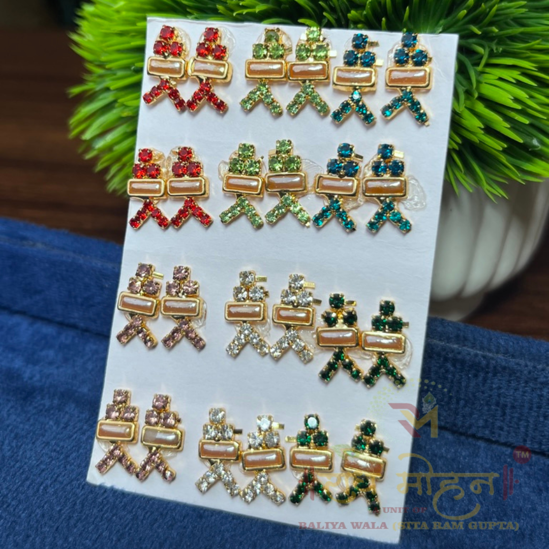 Premium Jarkan(Stone) Kundal In Random Colour