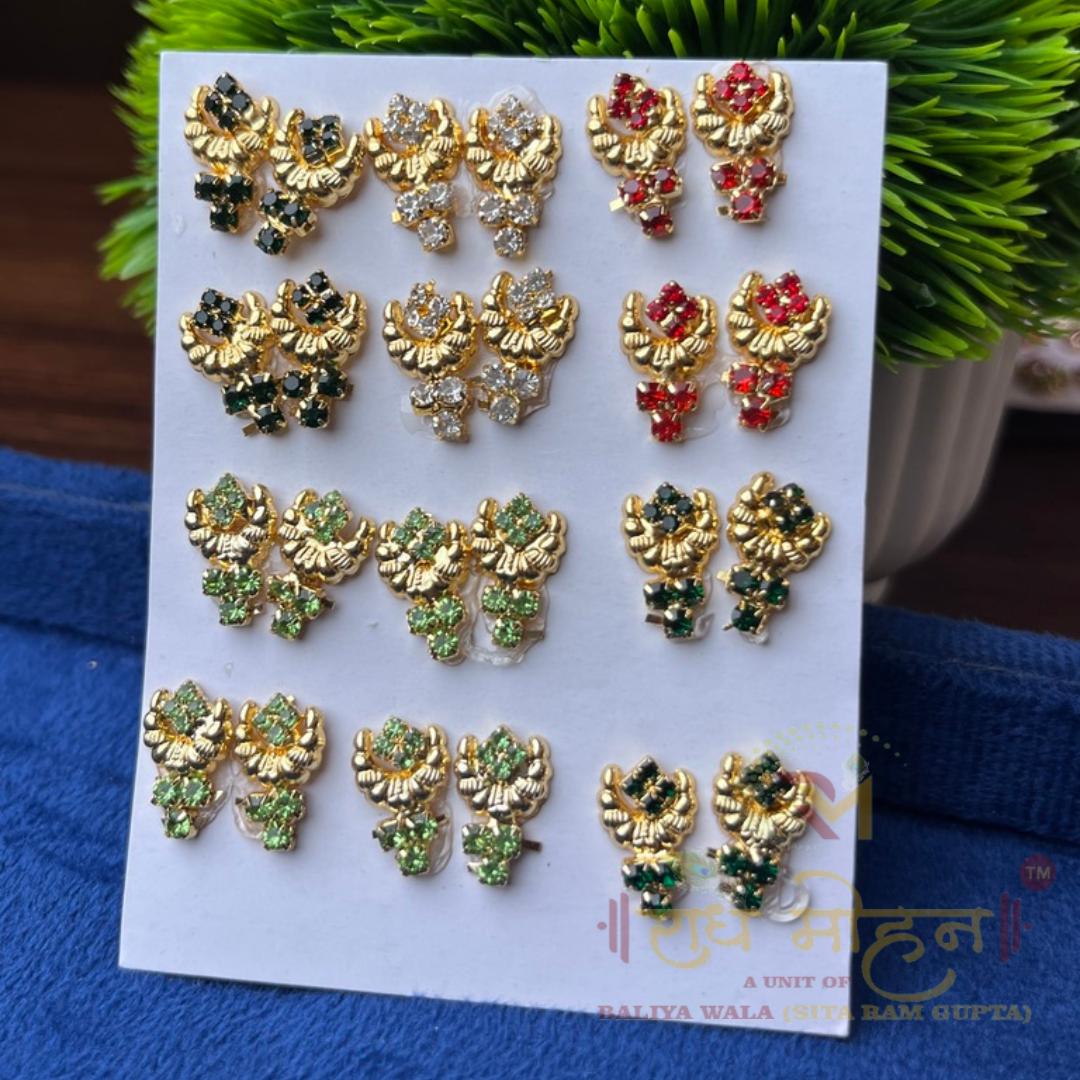 Premium Jarkan(Stone) Kundal In Random Colour