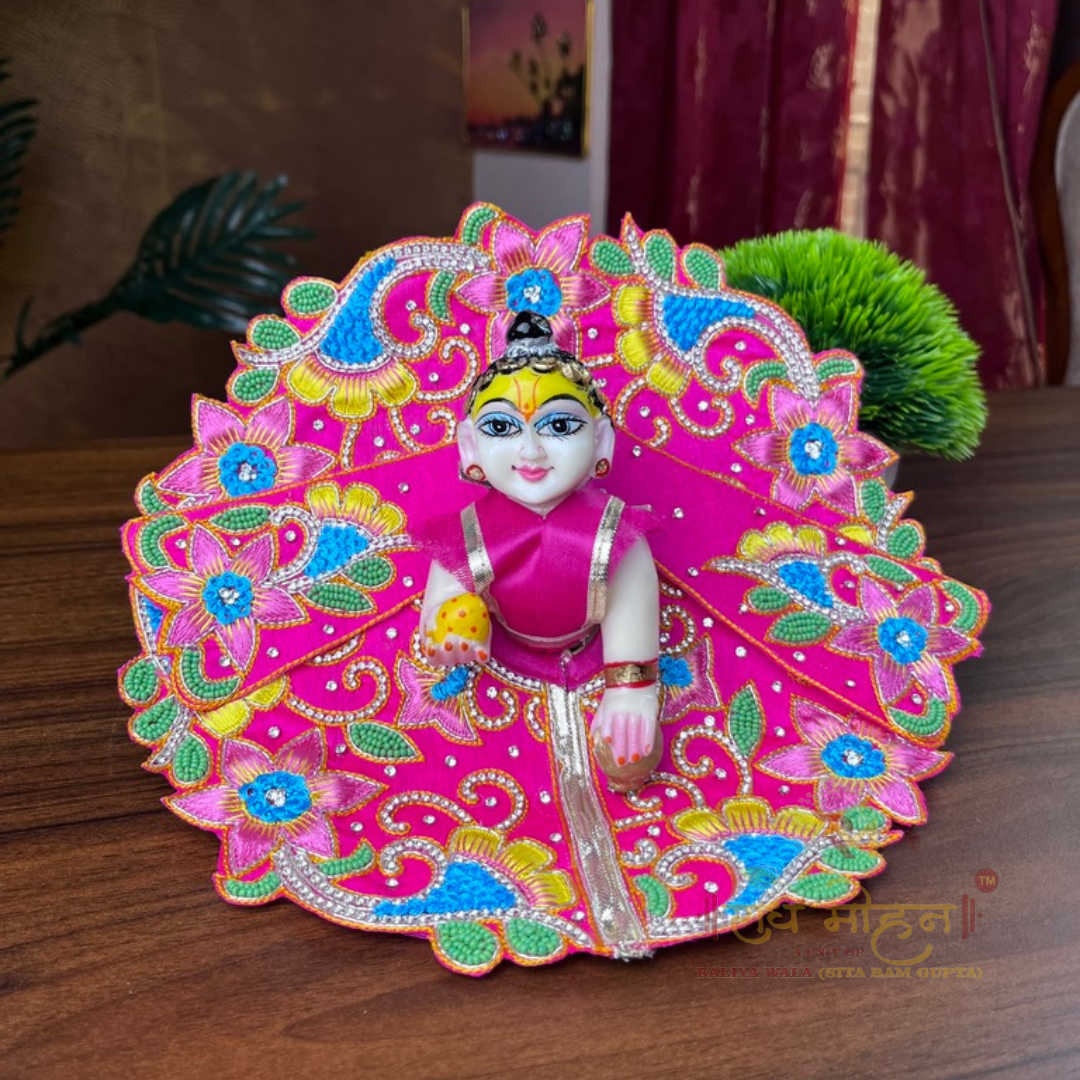 Premium Handwork Megenta Colour Matching Ladoo Gopal Dress