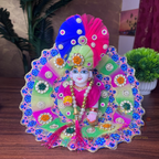 Premium Red & Blue Heavy Embroided Ladoo Gopal Dress with Pagdhi