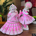 Premium Pink Colour Coupy Radha Krishna Dress With pagdi & Chandrika