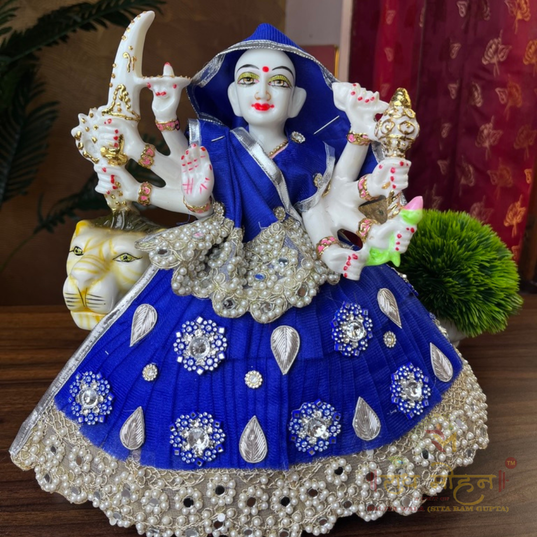 Premium Heavy Royal Blue Colour Matching Lehenga Patka Set