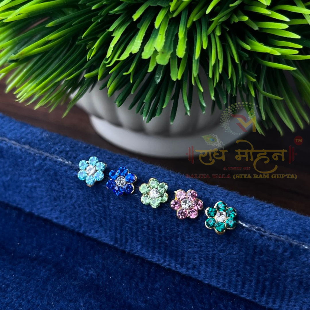 Premium Multicolour Jarkan (Stone) Bindi For Female God In Pack of 5