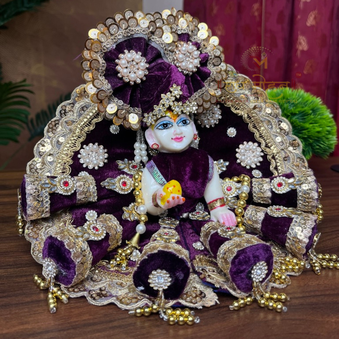 Wine Cone Pattern Ladoo Gopal Dress With Pagdhi